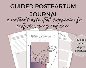 Diario posparto, Elementos esenciales posparto, Diario guiado para mamás, 4to trimestre, Indicaciones de escritura de cuidado personal, Regalo para nueva mamá, Diario de embarazo