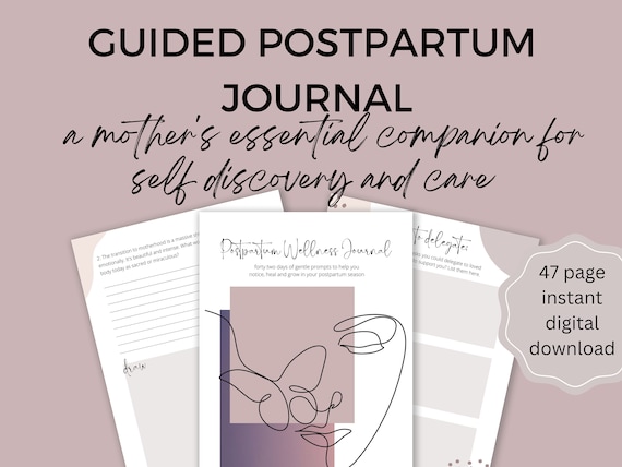 Postpartum Journal,Postpartum essentials, Guided journal for moms,4th trimester,Self care writing prompts,Gift for new mom,Pregnancy Journal