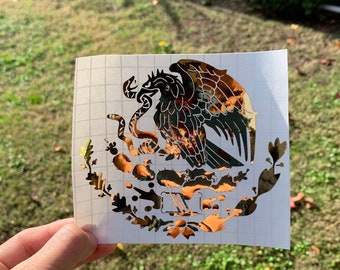 Mexican Eagle Decal - Mexican Flag Logo Sticker - Aguila De Mexico - Bandera De Mexico - Holographic and Chrome Vinyl Available!