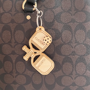 Personalized Pickleball Key Ring: Wooden Sports Gift