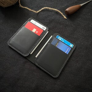 Cartera plegable de cuero hecha a mano, billetera de bolsillo frontal minimalista personalizada, regalo ideal para padrinos de boda para ocasiones especiales