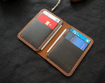 Billetera personalizada, Billetera de cuero hecha a mano, Tarjetero de cuero, Regalo personalizado, Regalo para él, Billetera minimalista