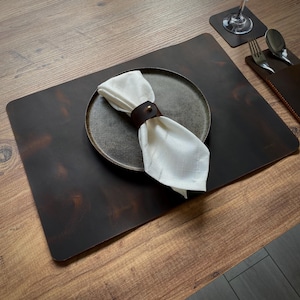 Handmade Personalized Leather Placemats for Dining Tables, Rectangle Leather Placemats - Perfect For Restaurants, Exquisite Leather Mats