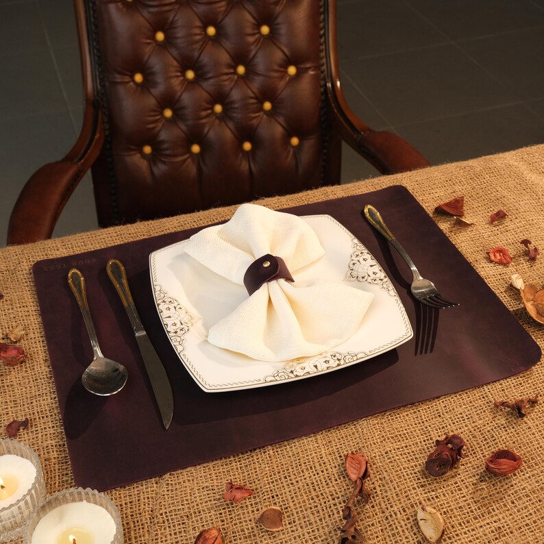Personalized Genuine Leather Placemats Elegant Table Decor for Dining