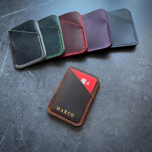 Tarjetero de cuero personalizado / Billetera minimalista para tarjetas / Tarjetero para tarjetas de crédito / Tarjetero para tarjetas de presentación / Billetera de cuero para hombre