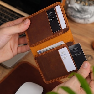 Personalized Leather Bifold Wallet: Handmade Minimalist Groomsmen Gift