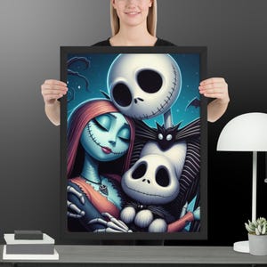 Whimsical Halloween Wall Art - Adorable Jack and Sally Inspired Baby Print for Nursery Decor