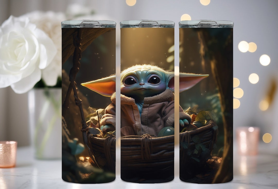 Baby Yoda Tumbler Cup 20oz Straight Skinny Wrap Sublimation Design Baby