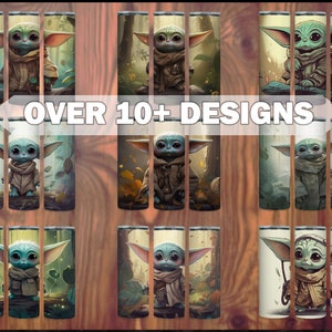 Baby Yoda Tumbler Cup - Envoltura delgada recta de 20 oz - Diseño de sublimación - Baby Yoda PNG - Regalo de Baby Yoda imagen 1