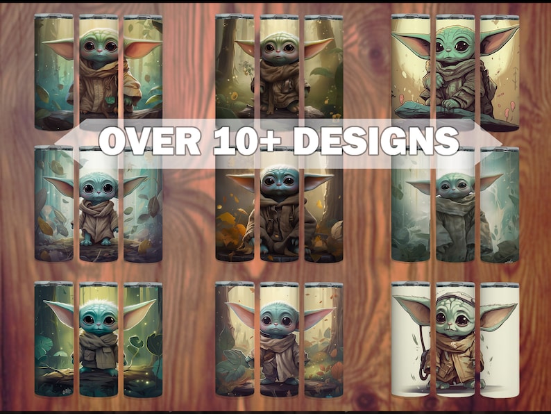 Baby Yoda Tumbler Cup - Envoltura delgada recta de 20 oz - Diseño de sublimación - Baby Yoda PNG - Regalo de Baby Yoda imagen 1