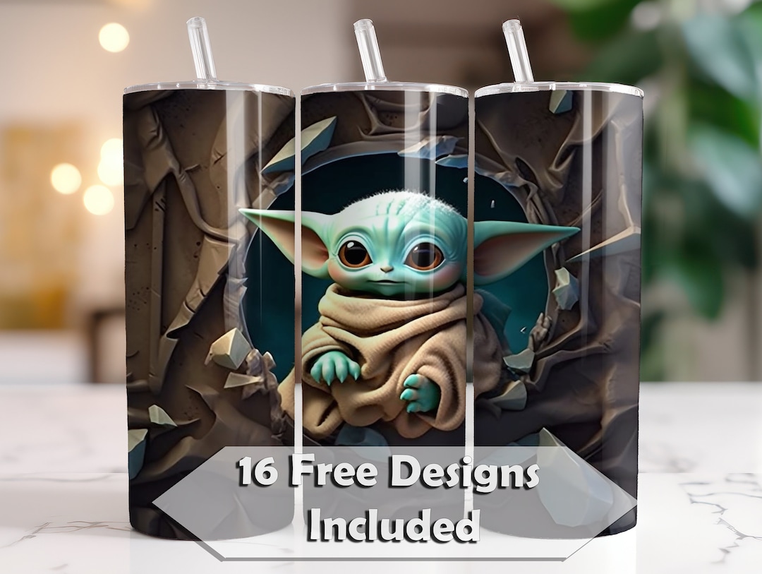 Baby Yoda Tumbler Cup 20oz Straight Skinny Wrap Sublimation Design Baby