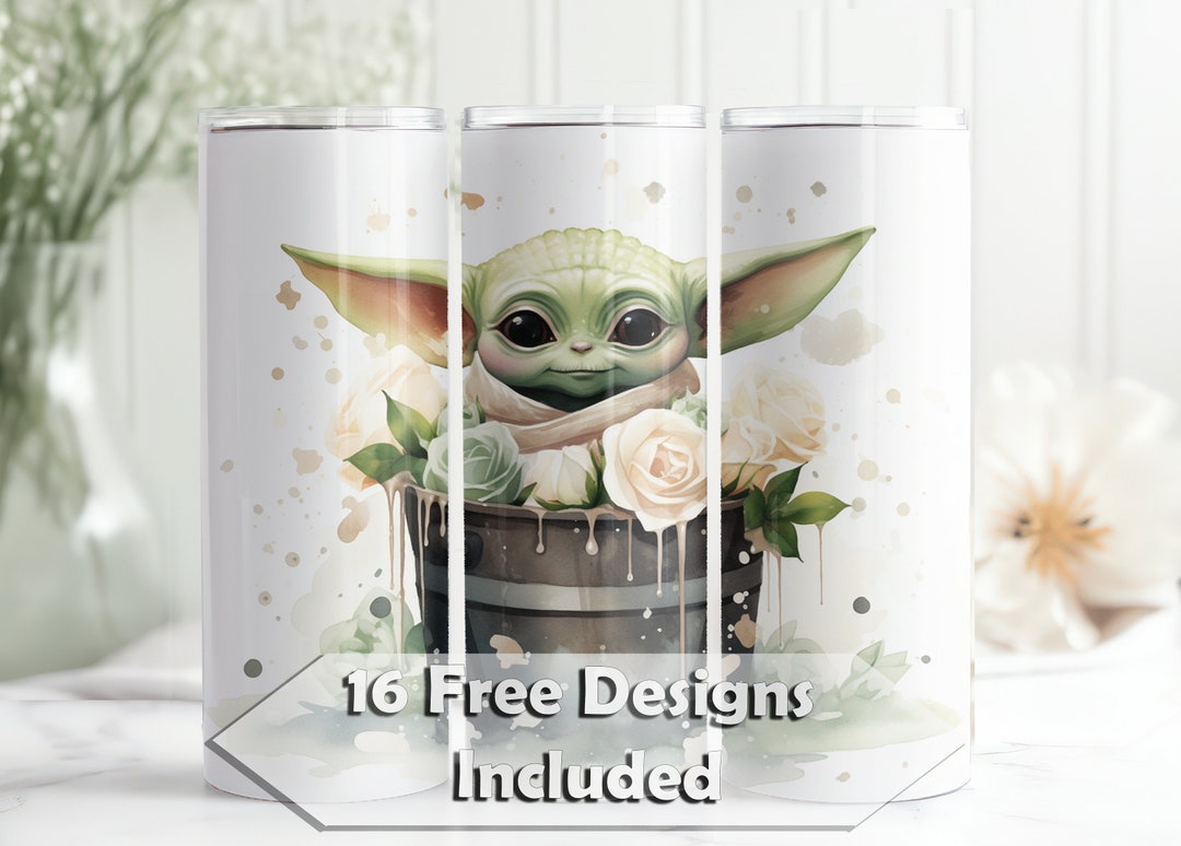 Baby Yoda Tumbler Cup 20oz Straight Skinny Wrap Sublimation Design Baby