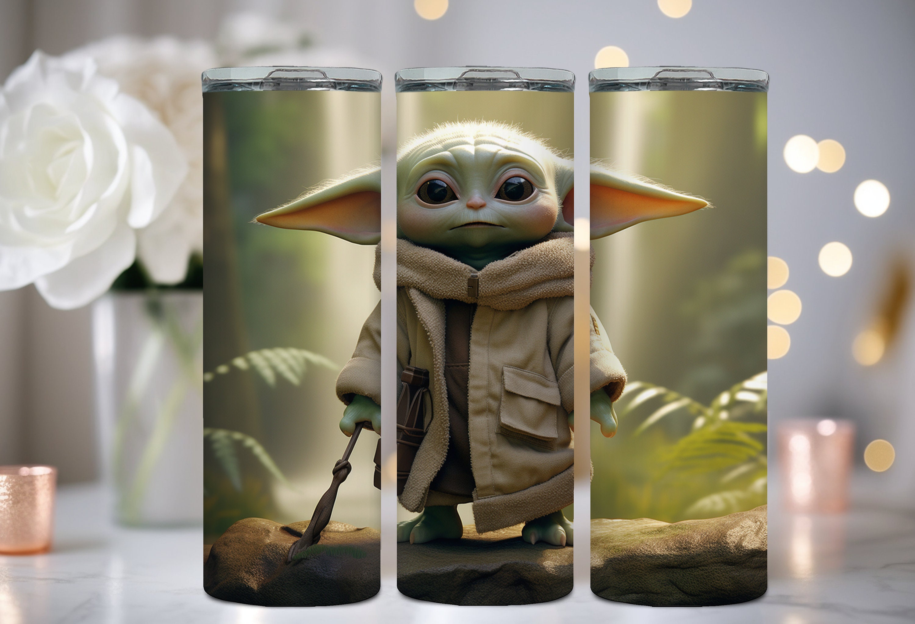 This  Shop Made A Sparkly Baby Yoda Tumbler