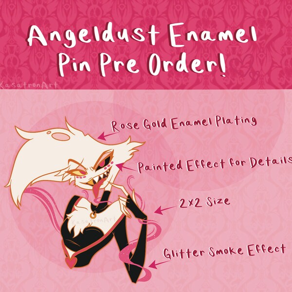 Hazbin Hotel Angeldust Poison Enamel Pin PREORDER - 2nd Run! || Rose Gold Enamel || Angel Pin || Hazbin Hard Enamel Pin, Glitter Effect