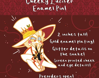 Hazbin Hotel Cheeky Lucifer Enamel Pin 2” - PREORDER || Rose Gold Enamel || Lucifer Morningstar Pin || Hazbin Enamel Pin Hazbin PREORDER