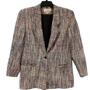 Vintage Emil Rutenberg Blazer Jacket Silk Tweed Pockets Button Lined S small USA
