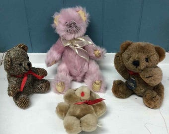 Lote de 4 mini osos de peluche vintage GUND TY + 5"-9"