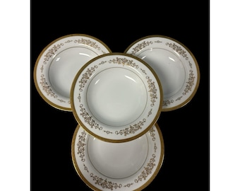Mikasa - Colony Gold (Scroll & Dot) - Fine PORCELAIN Soup Bowls - Set of 4