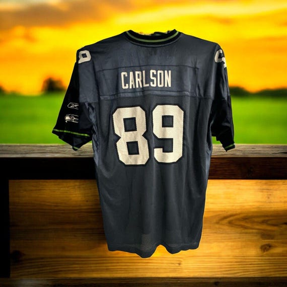 Vintage Seattle Seahawks Jersey John Carlson 89 Reebok Blue NFL