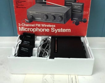 Vtg Realistic 3-Channel FM Wireless Microphone System 32-1228 Three Microphones