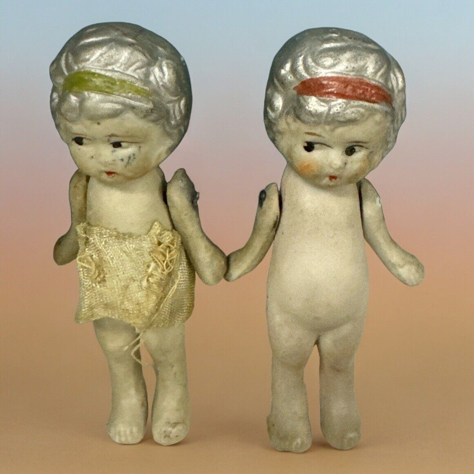 Vintage Bisque Porcelain Baby Dolls Jointed Arms Made in Japan 3