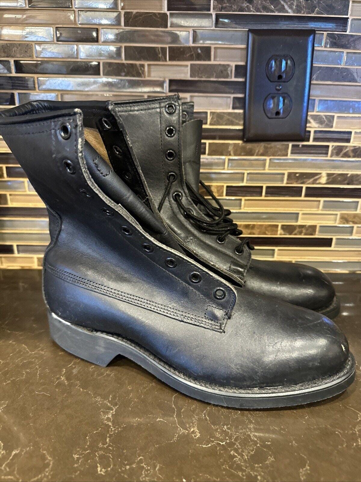 Vintage Addison Shoe Company Black Leather Steel Toe Combat