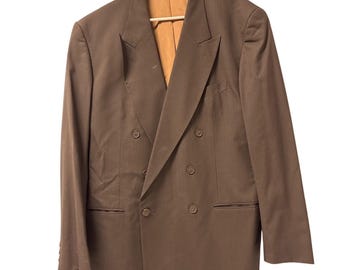 ジャケット・アウター Yves Saint Laurent vintage jacket blazer Vintage Yves Saint Laurent Blue Wool 1980s Pocketed Blazer Jacket