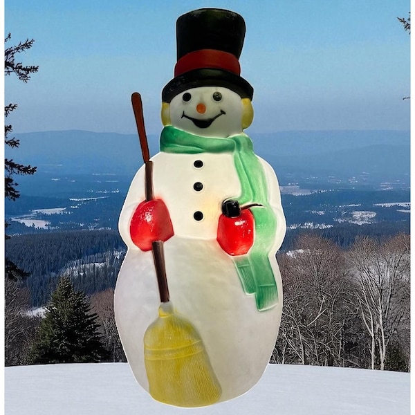 38" Talk Vintage Empire Snowman Carrot Nose Blow Mold Lighted Christmas Vtg