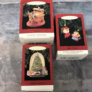 VTG Lot von 3 Hallmark Ornamenten Wish List + Christmas Morning Happy Wrappers