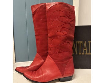 Red Valentino Red(v) Red & Maroon Two Colors Tall Leather