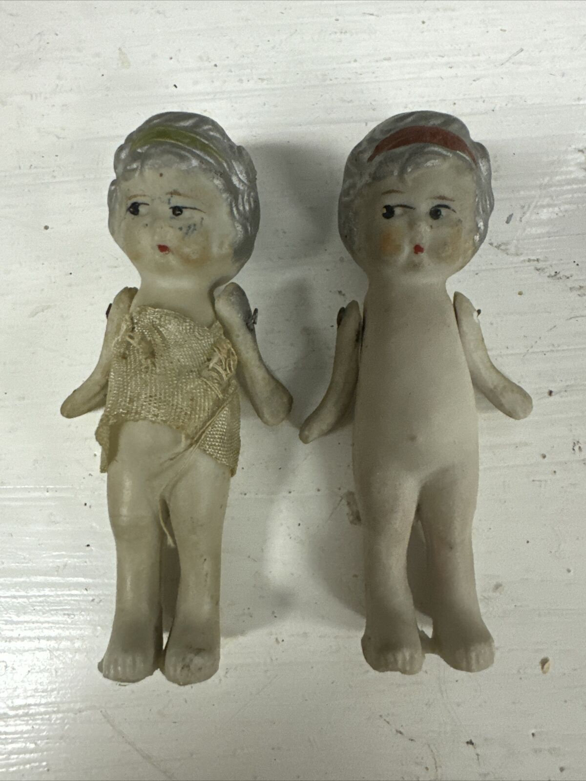 Vintage Bisque Porcelain Baby Dolls Jointed Arms Made in Japan 3  display picture 1