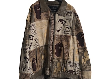 RARE Vtg 90’s Raw Flavor Tupac 2pac Shakur Leather Collectible bomber jacket 6x