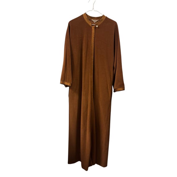 Vtg Vanity Fair Brown Velour Long Sleeve Robe Dus… - image 1