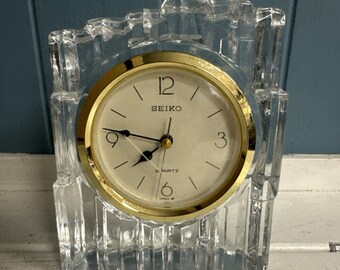 Vintage Seiko Solid Lead Crystal Clock Desk/ Mantel, QQZ286S
