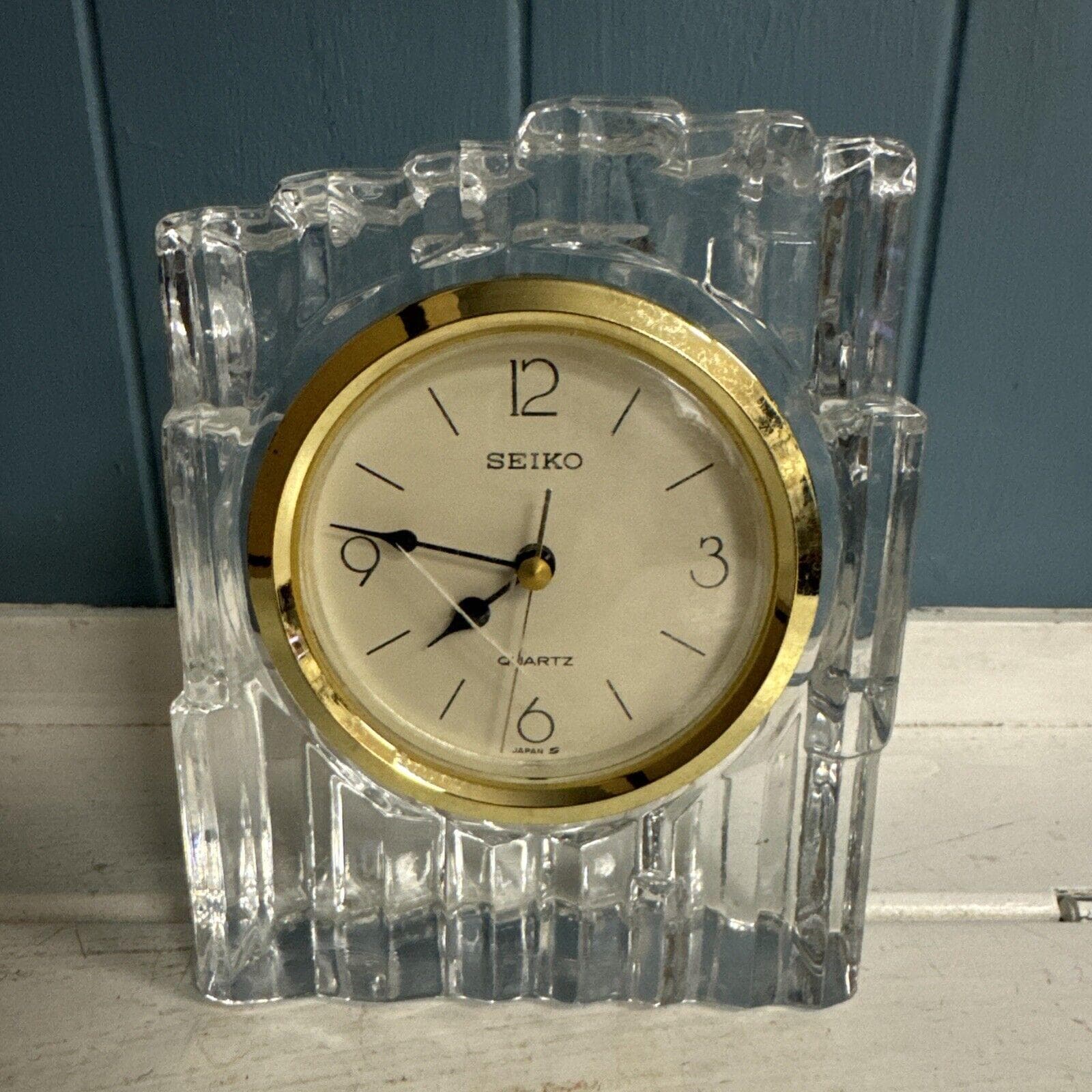 Vintage Seiko Solid Lead Crystal Clock Desk/ Mantel, QQZ286S