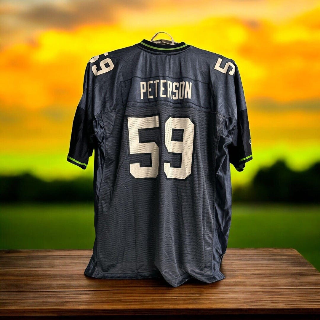 Vintage Seattle Seahawks Jersey Julian Peterson 59 Reebok Blue NFL
