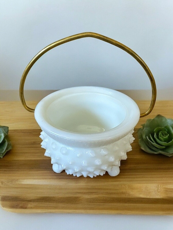 フェントン蓋付きミルクガラス ヴィンテージ フェントン ミルクガラス ホワイト ホブネイル 調味料