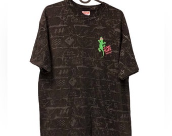 Vintage 80s 90s GECKO HAWAII T-Shirt Neon Paint Splash Retro Tee Size L USA made