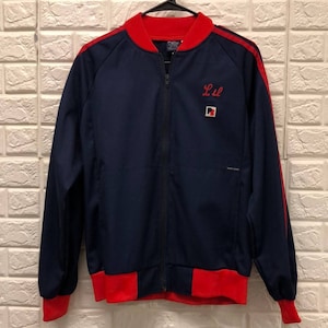 Vtg 80s Pierre Bonee Windbreaker Track Jacket Blue Red M Auto Sales rockabilly