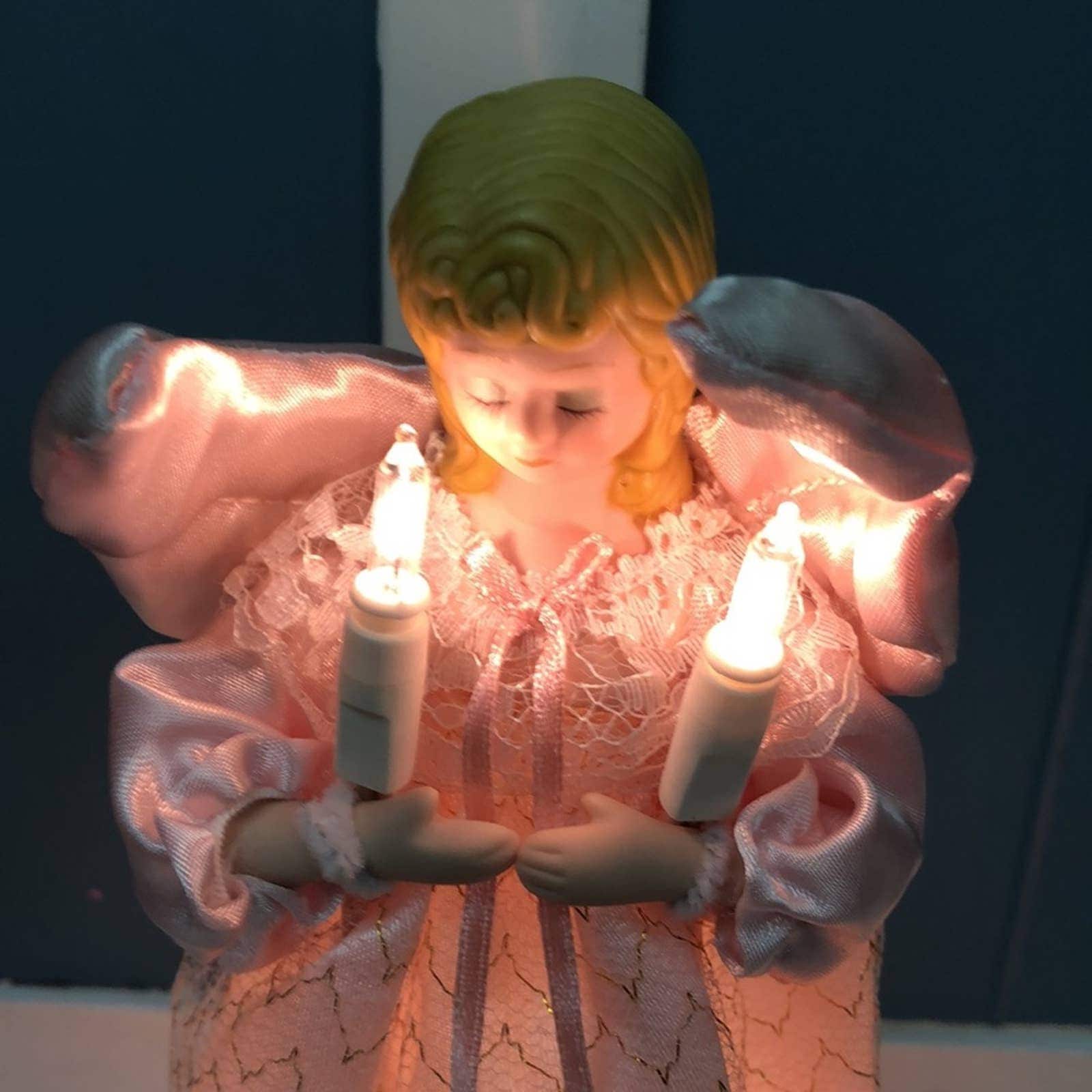 Vintage Illuminated Porcelain Angel Christmas Tree Topper 9 Doll That