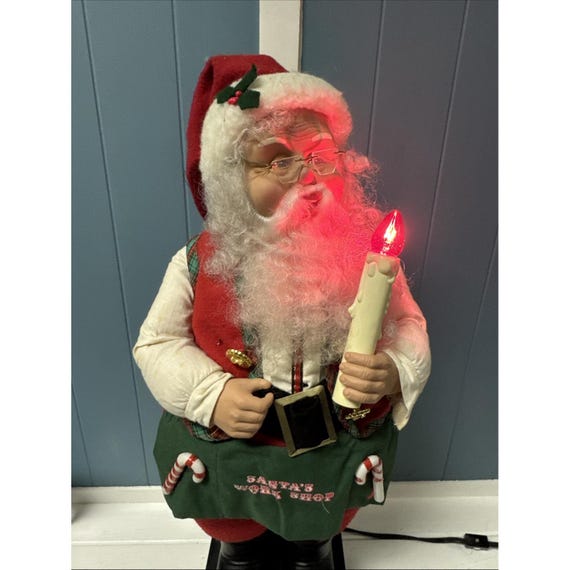 Vtg 1995 Holiday Creations Santas Workshop Lighted Animated Motion