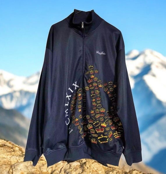 Vintage Sean John Embroidered Crowns Royalty Warm up Zip Jacket XL