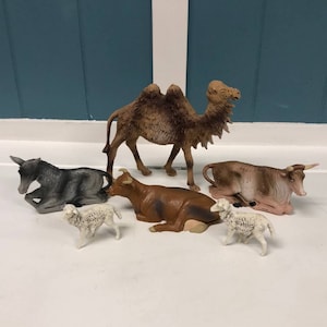 Lot of 6 Vtg nativity animals fontanini made in Italy 1” - 5” camel donkey cow +