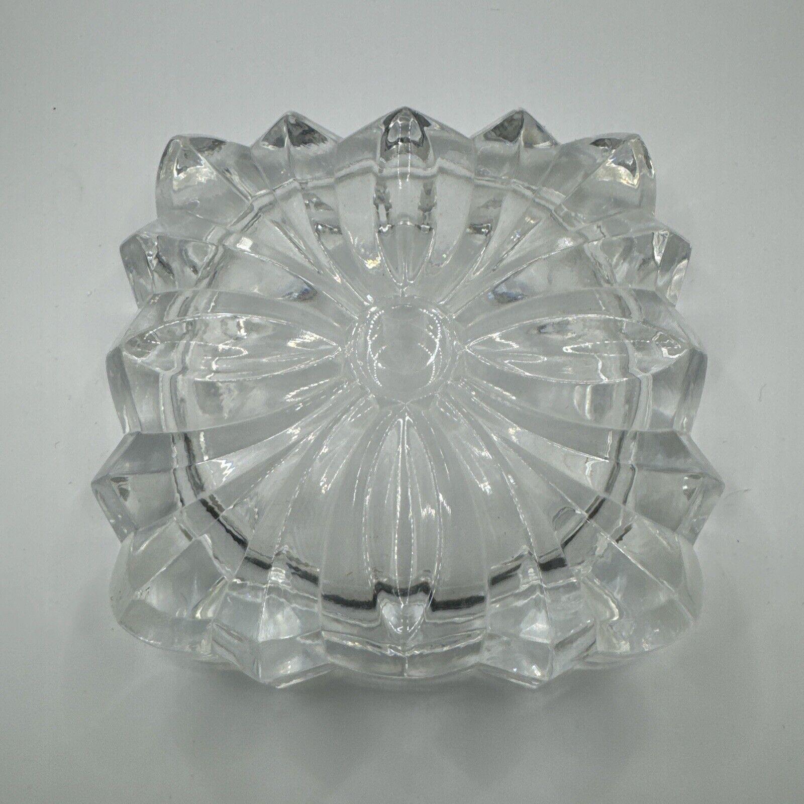 Cendrier Plat Vintage En Cristal - Feuille De Fougère Cristal D'Arques France - Art De La Table Rétro