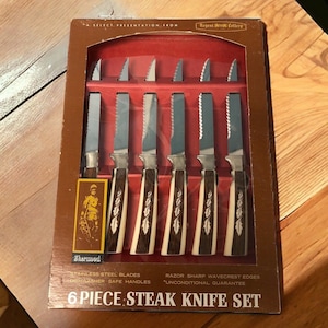 VINTAGE Regent Sheffield Stainless Steel JAPAN Cutlery Steak Knife Set of 6