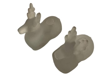 Vintage frostat glas renfigurer set med 2 juldekorationer tillverkade i Taiwan