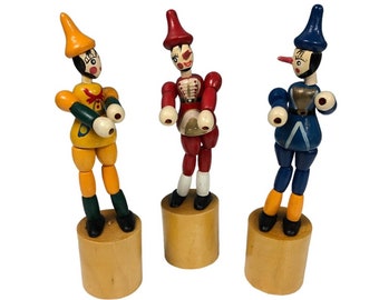 Lot de 3 NOUVEAUX PINOCCHIO EN BOIS 5" de haut vintage