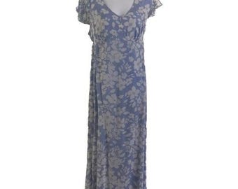 Vestido de maternidad vintage Motherhood (manchas), espalda con lazo floral azul