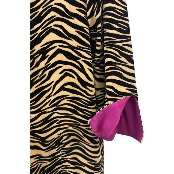 Velvet Housedress Women's Size M Vintage Zebra Pr… - image 2