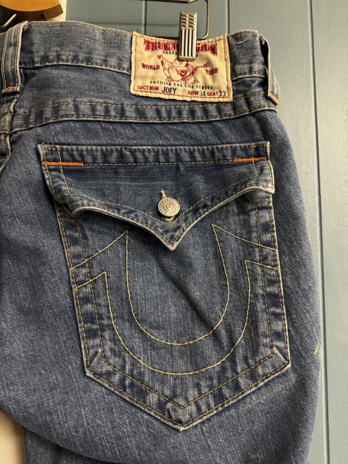True Religion Y2K Vintage Joey Basic Mens Baggy Jeans 34 X 33 